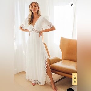 White Lulus Boho Maxi Dress